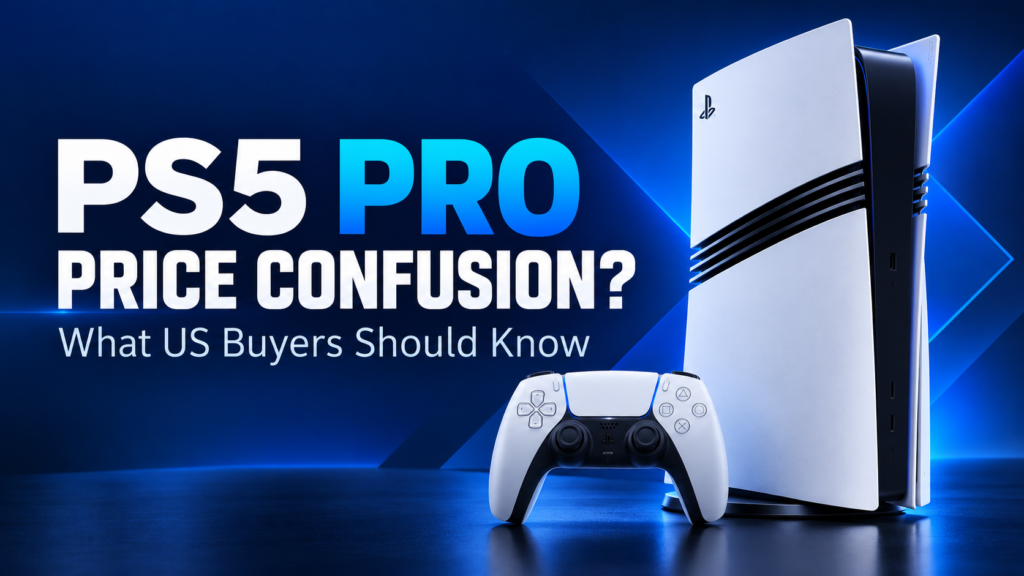 PS5 Pro console and controller for a US buying guide